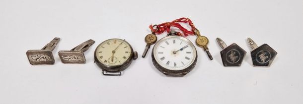 Early 20th century silver-cased wristwatch, the circular dial having Roman numerals denoting