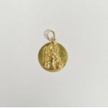 18K St Christopher pendant, circular, 1g approx.