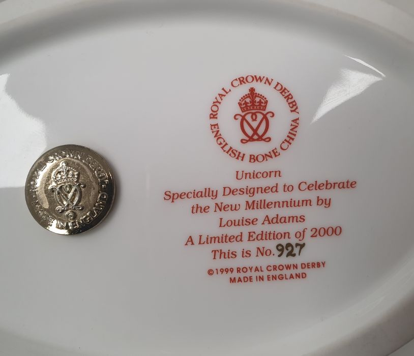 Royal Crown Derby bone china paperweight of the 'Unicorn', designed to celebrate the new millennium, - Image 3 of 19