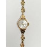 Ladies 9ct gold Accurist wristwatch, 21 jewel manual wind movement, 9ct gold case and bracelet, case