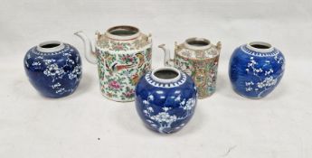 Three 19th century Chinese porcelain blue and white ginger jars, each painted with flowering