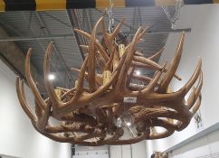 20th century large faux-stag antler chandelier/electrolier of stylistic form Condition Report