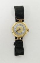 Early 20th century lady's 18ct gold cased wristwatch, the circular gilt dial having a mother of