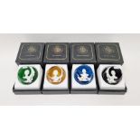 Four Baccarat Royal Cameos in Crystal Collection paperweights, made for John Pinches 1976, to