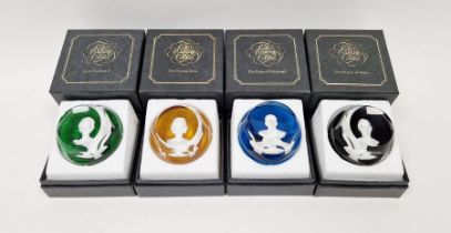 Four Baccarat Royal Cameos in Crystal Collection paperweights, made for John Pinches 1976, to