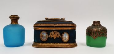 19th century gilt mounted Grand Tour perfume casket, rounded rectangular with gilt scroll handle,