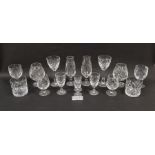Royal Doulton cut glass part table service including brandy glasses, flutes, wine glasses in