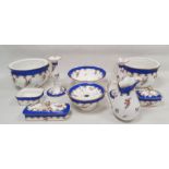 19th century Staffordshire porcelain blue-ground wash set including: a baluster jug, two basins, a