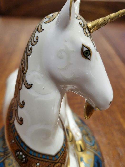 Royal Crown Derby bone china paperweight of the 'Unicorn', designed to celebrate the new millennium, - Image 12 of 19