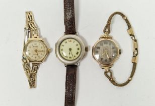 Vintage 9ct gold cased Bernex manual wind lady's wristwatch, the circular cream dial having
