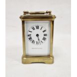 Small five glass, brass-cased carriage clock retailed by Bristol Goldsmith Alliance, 11cm