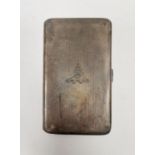 George VI silver cigarette case, of rectangular form with engine turned outer and gilt interior,