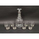 Set of eight French Baccarat cut glass spirit glasses, with French silver mounts, each marked