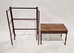 Early 20th century mahogany folding clothes rail/drier, three-section, 85cm high and a mahogany side