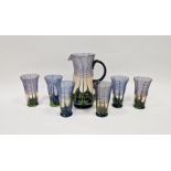 Czechoslovakian lemonade set, trailed in blue and decorated with blue and green, comprising: a