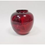Bernard Moore flambe vase of ovoid form with bat decoration, signed to base, height 14.5cm