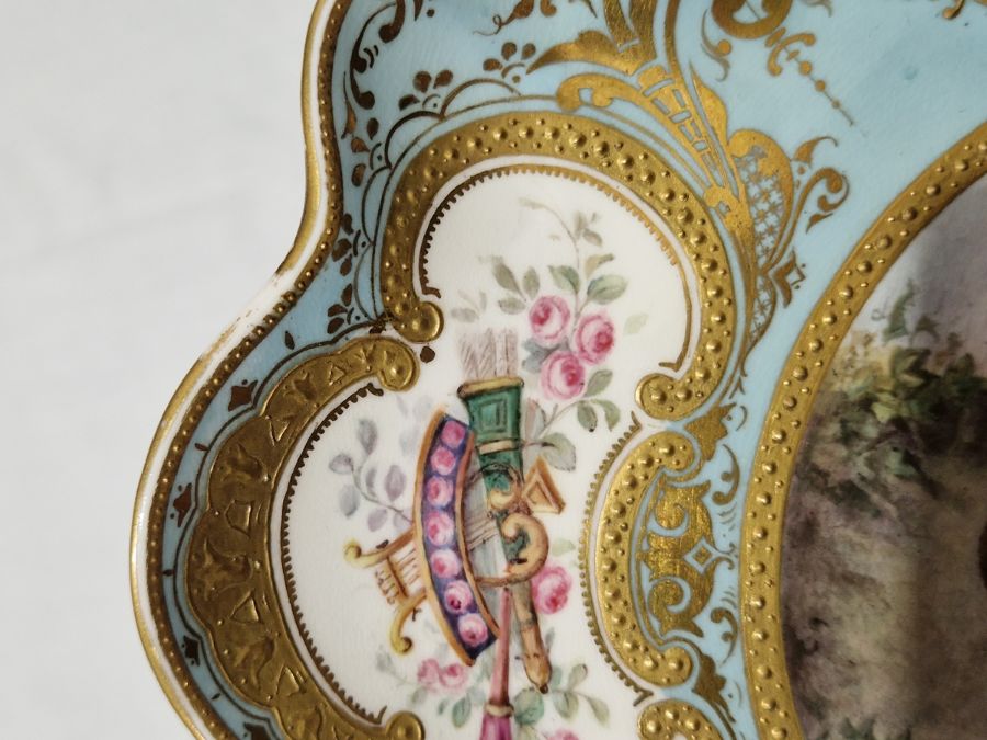 19th century English porcelain cabinet plate painted by J Rouse, the centre painted with two - Image 4 of 21