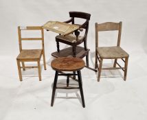 Two 20th century children's chairs, largest 73cm high and a stool, etc