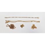 Various 9ct gold and gold-coloured metal chains and bracelets, 10.6g approx.