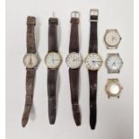 Selection of five vintage Timex wristwatches, three being on leather straps, together with a