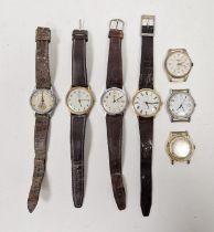 Selection of five vintage Timex wristwatches, three being on leather straps, together with a