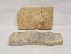 Large rectangular fragment of quartz on matrix, 44.5cm long and a fragment of seabed within matrix
