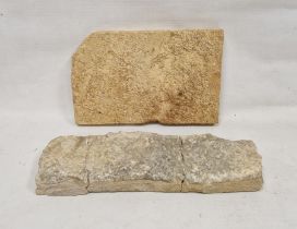 Large rectangular fragment of quartz on matrix, 44.5cm long and a fragment of seabed within matrix