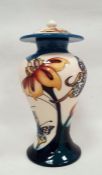 Moorcroft 'Butterfly Medley' pattern inverted baluster vase and cover, printed marks, circa 2007,