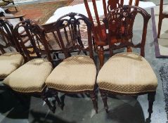 Set of six Victorian rosewood dining chairs with carved seat, back and three turned spindle splat