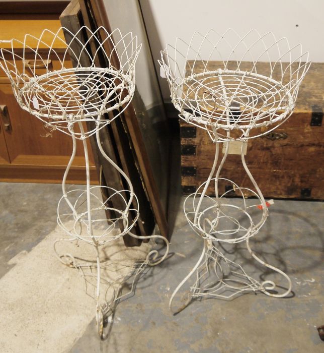 Pair of vintage wire framed plant stands (2)