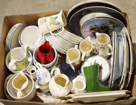 Small quantity of Jane and Stephen Baughan pottery jugs, a Burleigh Calico jug, two Portmeirion