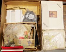 Quantity of cigarette cards and matchboxes, a small quantity of vintage Ordnance Survey maps, a