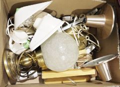 Four boxes of table lamps, wall lamps, shades, etc (4 boxes)