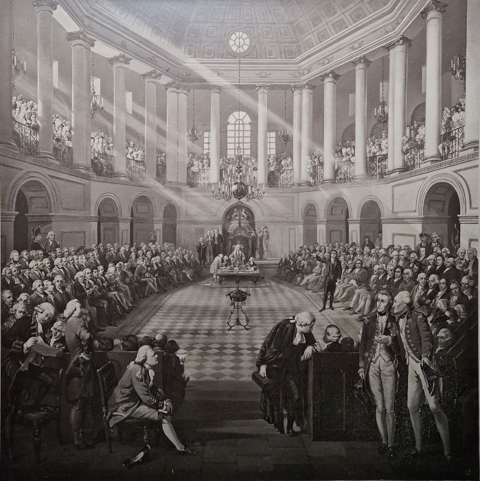 After Henry Barraud and J Hayter  Photogravure "The Irish House of Commons" (some damage), 81cm x