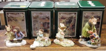 Quantity of Foxwood Tales figures by Villeroy & Boch, with original metal tins (1 box)