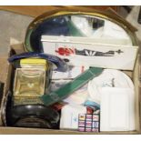 Set of vintage Salter scales, a vintage OXO Cubes metal tin and assorted collectables