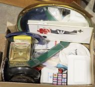 Set of vintage Salter scales, a vintage OXO Cubes metal tin and assorted collectables