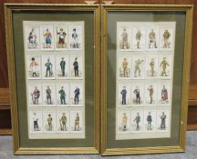 Two framed sets of Players cigarette cards showing soldiers, i.e. London Scottish Rifle Volunteer