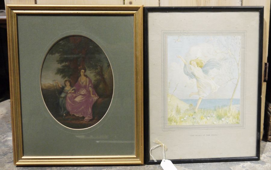 Assorted framed prints, a small oleograph of a still life showing fruit, a framed pre Raphalite- - Image 3 of 7