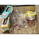 Set of six Babycham champagne saucers, a small quantity of Pepsi glasses, two Disney collectors