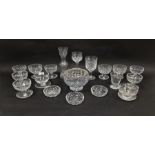 Assorted cut glass tablewares by Stuart, Edinburgh crystal and others, including eleven footed