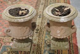 Pair of composite stone garden urns (2)