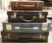 Vintage Finnegans of London black leather briefcase, two further leather briefcases and a Revelation