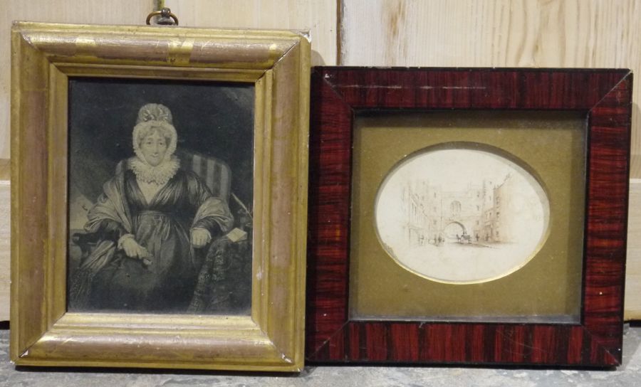 Assorted framed prints, a small oleograph of a still life showing fruit, a framed pre Raphalite- - Image 6 of 7