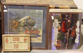 Vintage jigsaw puzzle which has been made and framed, with original box, made by Chad Valley and