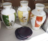 Three modern Japanese baluster-shaped vases (3)