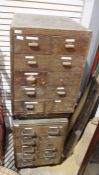 Pair of vintage wooden multi-drawer storage cabinets (2)