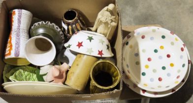 Emma Bridgewater bowl decorated with polka dots, an Emma Bridgewater bowl decorated with stars, an