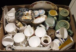 Colclough part tea set, a Denby teapot and two jugs and further assorted chinaware (1 box)