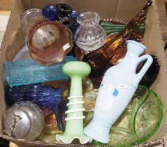 Large quantity of glassware to include a Caithness vase, carnival glass, a Ravenhead bark-effect